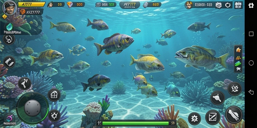 Tampilan gameplay A7777 saat menangkap ikan dengan antusias.