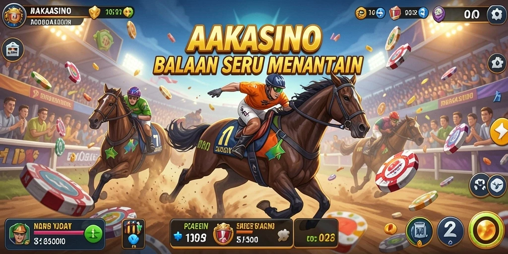 Tampilan gameplay seru dalam AAKASINO dengan mobil balap yang menantang.