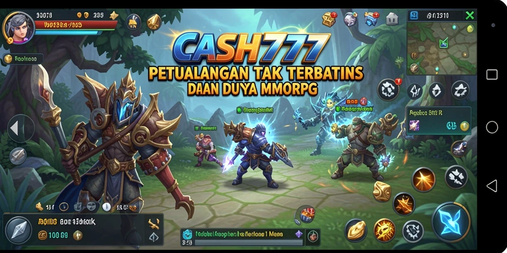 Screenshot gameplay CASH777 yang menampilkan pertarungan seru dalam MMORPG.