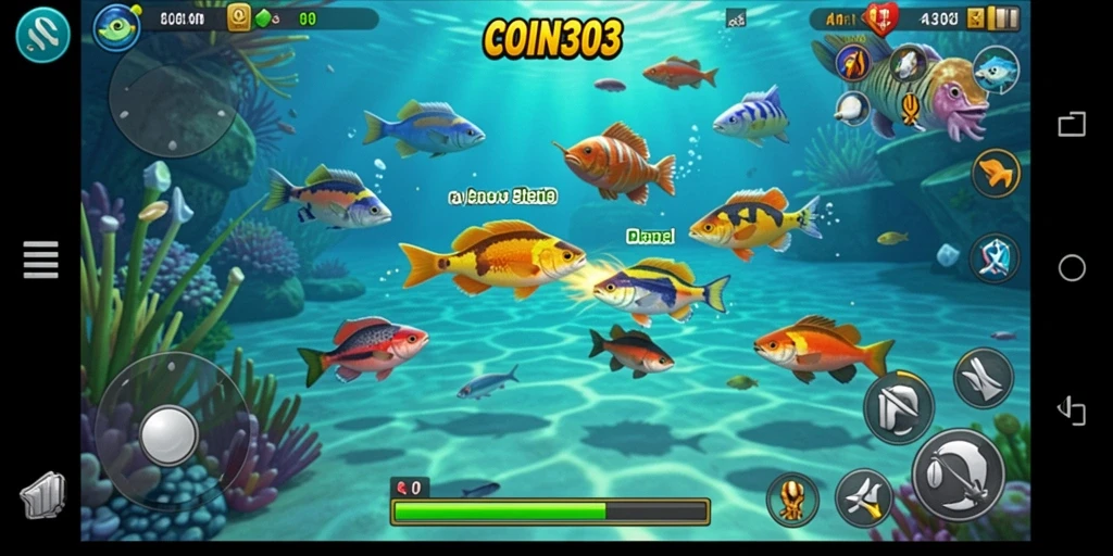 Tampilan gameplay COIN303 dengan aksi tembak ikan yang seru.