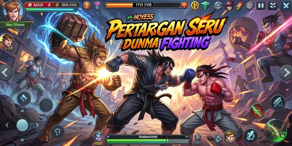 Screenshot permainan HOYE55 menampilkan aksi pertarungan yang mendebarkan.