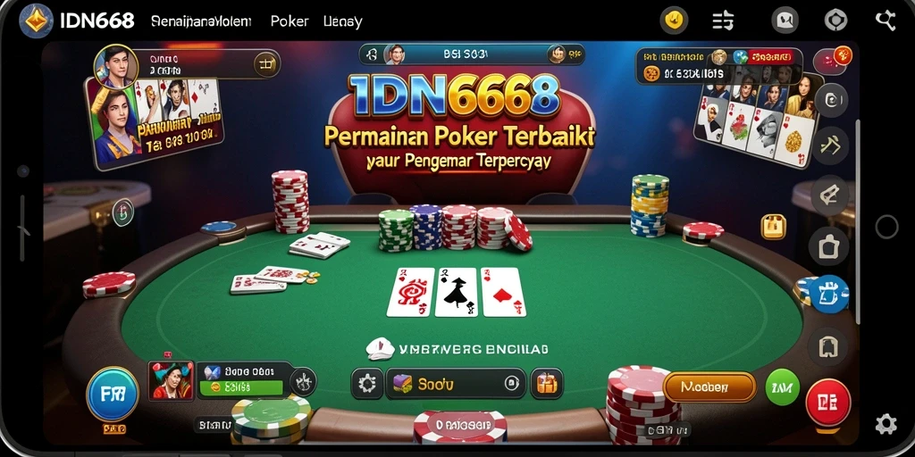 Screenshot IDN668 menampilkan gameplay Poker yang mendebarkan.