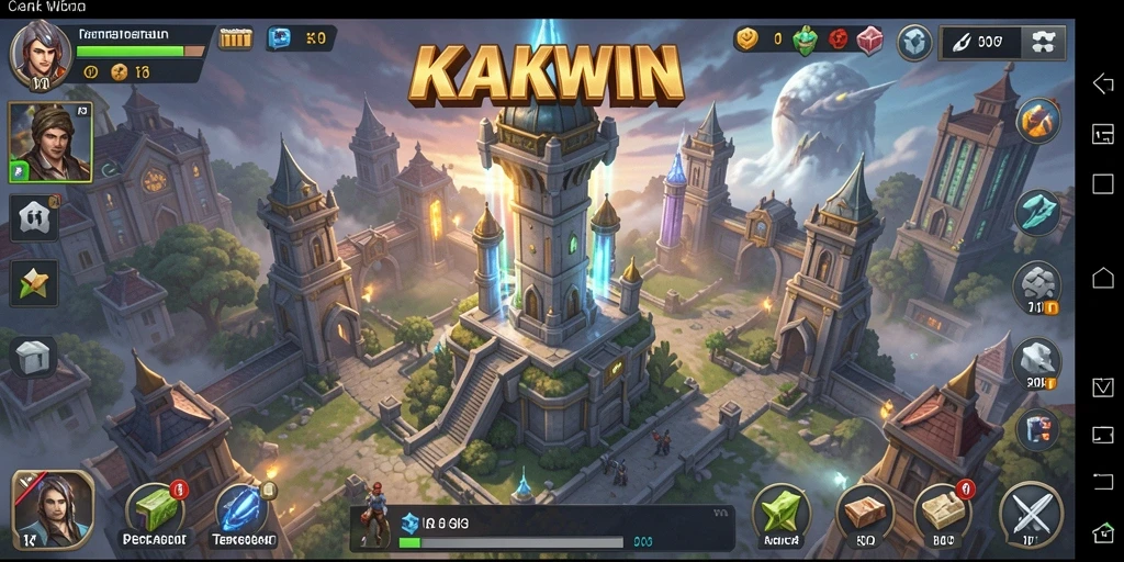 Tangkapan layar gameplay KAKWIN menampilkan pertahanan menara yang epik.