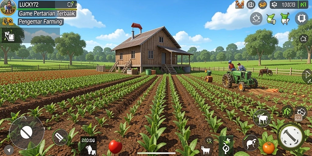 Tampilan gameplay menarik dari LUCKY72 dengan aktivitas bertani.