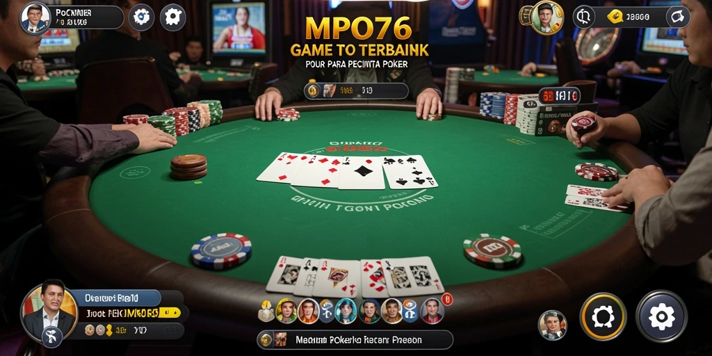 Tampilan gameplay seru dalam aplikasi MPO76 dengan meja poker virtual.
