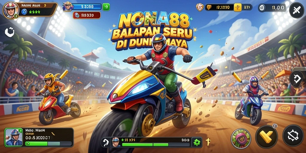 Tampilan memukau dari gameplay balap NONA88 yang penuh aksi.