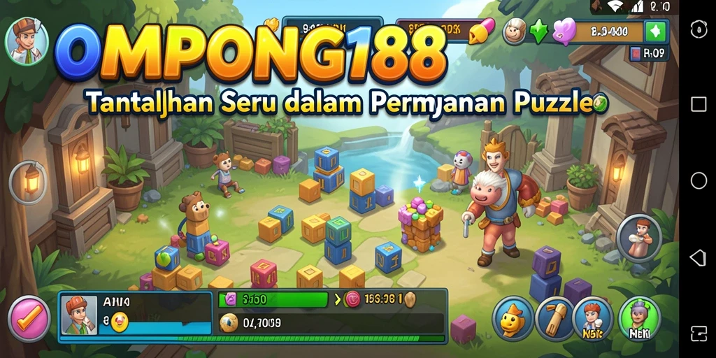 Screenshot OMPONG188 menunjukkan gameplay yang penuh tantangan dan kreatif.