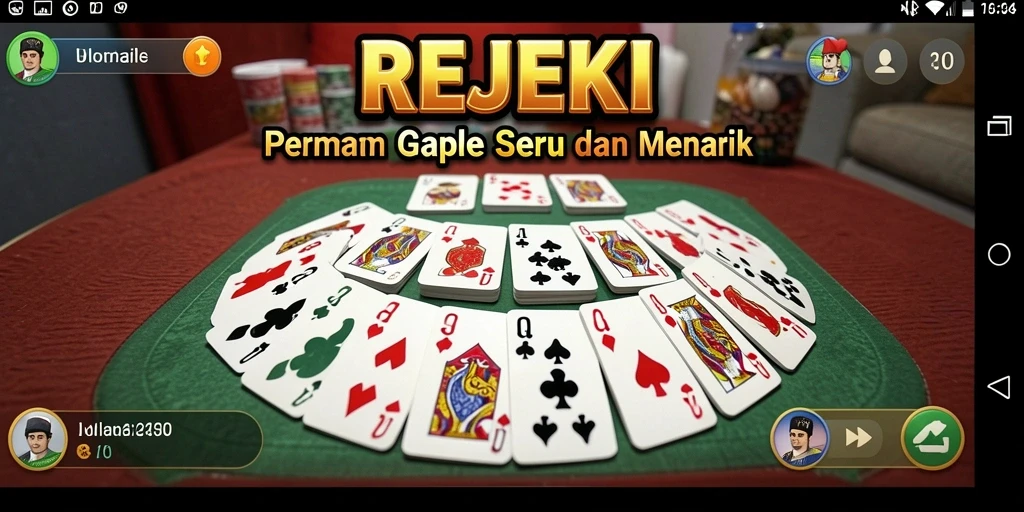 Tampilan gameplay seru dari permainan Gaple REJEKI.