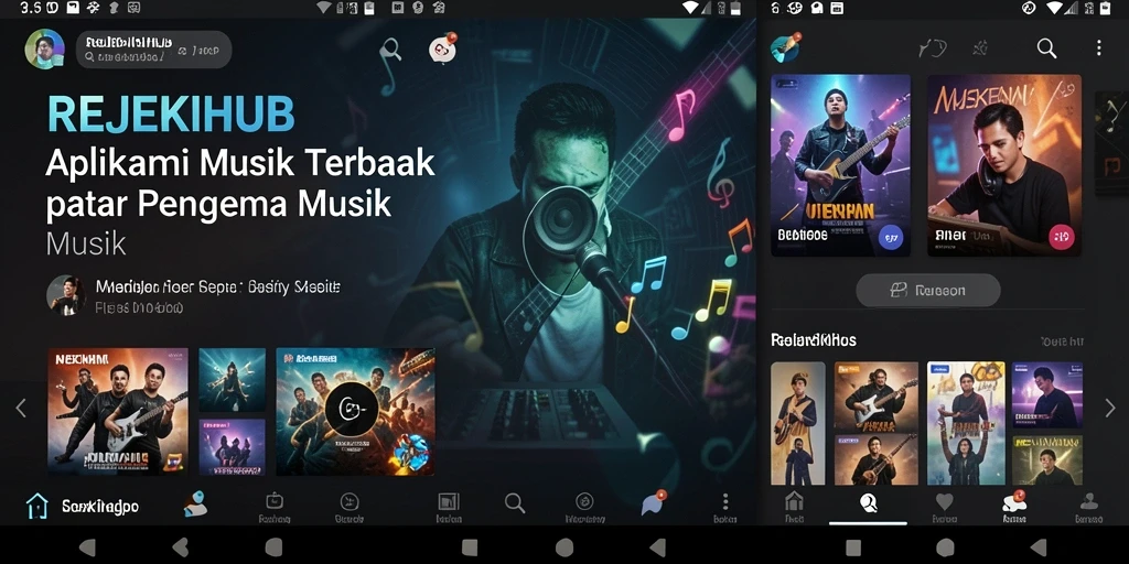 Tampilan gameplay interaktif aplikasi musik REJEKIHUB dengan fitur live concert.