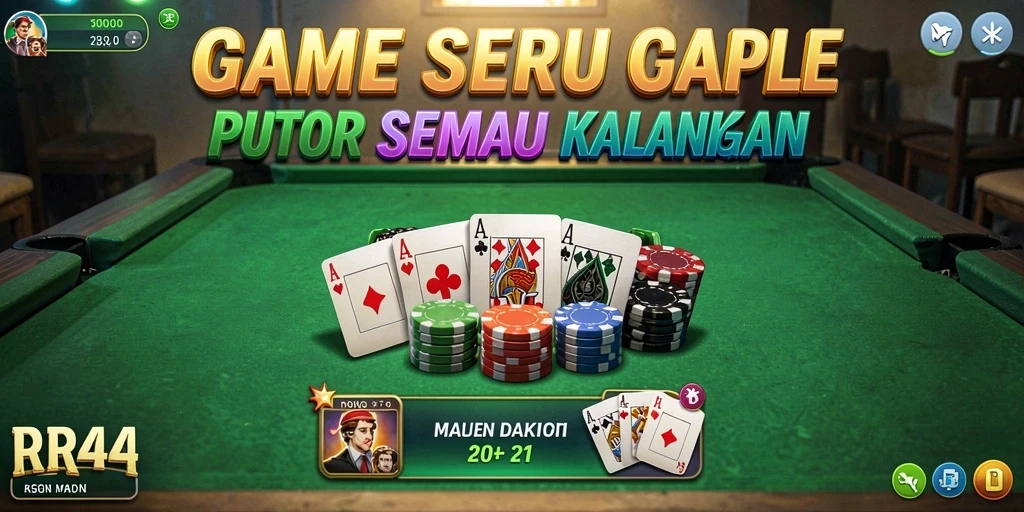 Screenshot gameplay RR44 menampilkan pemain sedang menikmati permainan Gaple.