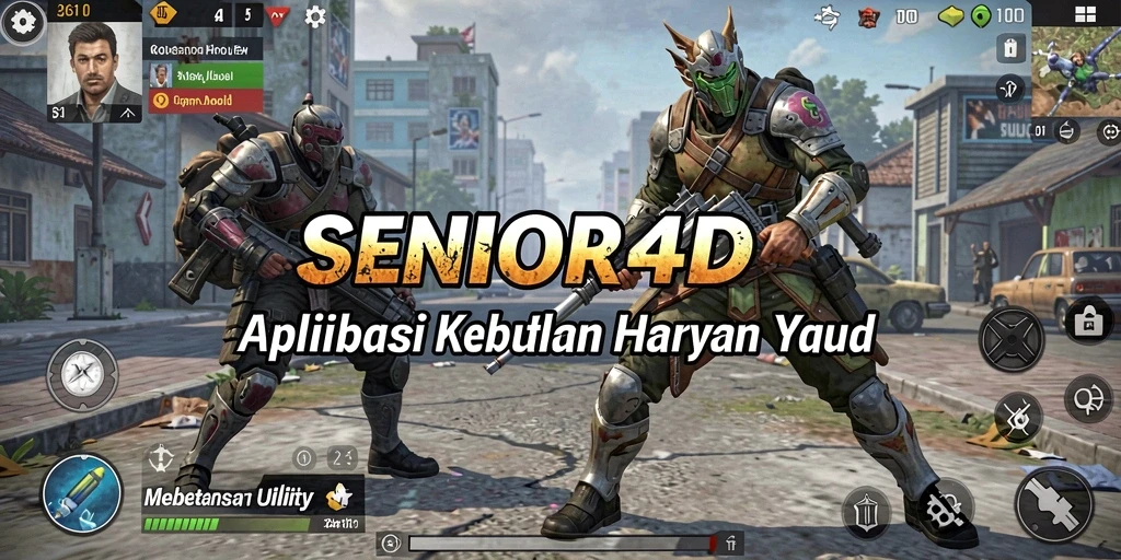Tampilan utama aplikasi SENIOR4D dengan fitur-fitur utility yang intuitif.