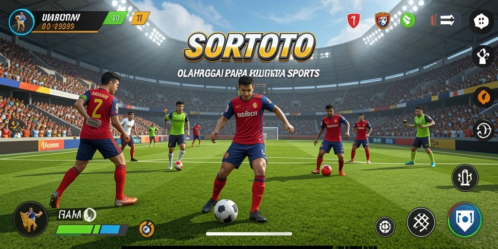 Screenshot utama SORTOTO menampilkan aksi langsung dalam permainan olahraga.